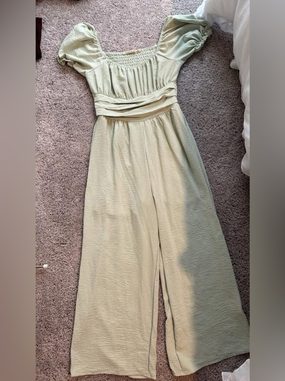Wide-Leg Sage Green Jumpsuit - Women's